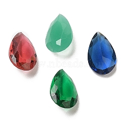 Pointed Back Glass Rhinestone Cabochons, Teardrop, Faceted, Mixed Color, 8x5x3mm(GLAA-B012-32A)