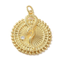 Brass Micro Pave Cubic Zirconia Pendants, Real 18K Gold Plated, Snake, 25.5x22x7mm, Hole: 3mm(KK-R162-032A-G)