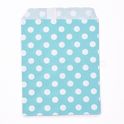 Kraft Paper Bags, No Handles, Food Storage Bags, Polka Dot Pattern, Sky Blue, 18x13cm(CARB-P001-A01-06)