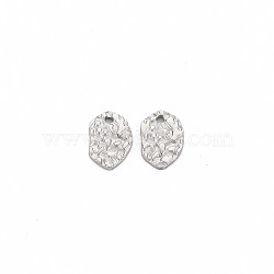 Non-Tarnish 304 Stainless Steel Charms, Textured, Oval, Stainless Steel Color, 8.5x6x1mm, Hole: 0.9mm(STAS-N097-193P)