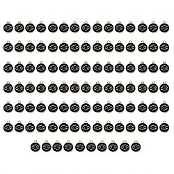 Alloy Enamel Pendants, Flat Round with Constellation, Light Gold, Black, Cancer, 15x12x2mm, Hole: 1.5mm, 100pcs/Box(ENAM-SZ0001-28C-D)