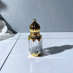 Arabic Style Glass Empty Refillable Roller Ball Bottle, with Plastic Cover, Travel Essential Oil Perfume Containers, None, 2.5x6.8cm, Capacity: 6ml(0.20fl. oz)(PW-WG97347-03)