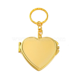 Iron Folding Mirror Keychain, Travel Portable Compact Pocket Mirror, Blank Base for UV Resin Craft, Golden, Heart, 9.4cm(KEYC-U002-01G-02)