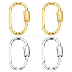 4Pcs 2 Colors Sterling Silver Locking Carabiner, Platinum & Golden, Oval, 9x5.5x1~1.5mm, 2pcs/color(STER-GA0001-35C)