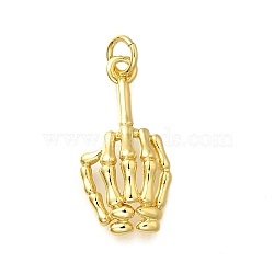 Brass Pendants, Skull Charms, Rack Plating, Cadmium Free & Lead Free, Long-Lasting Plated, with Jump Ring, Real 18K Gold Plated, 22x10.5x4mm, Hole: 3mm(KK-P295-11G)