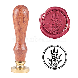 DIY Scrapbook, Brass Wax Seal Stamp and Wood Handle Sets, Wheat, Golden, 8.95cm, Stamps: 2.55x1.45cm(AJEW-WH0096-80H)