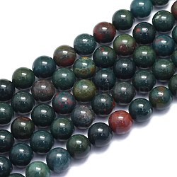 Natural Bloodstone Beads Strands, Heliotrope Stone Beads, Round, 8~8.5mm, Hole: 0.8mm, about 46pcs/Strand, 15.08 inch(38.3cm)(G-K310-C04-8mm)