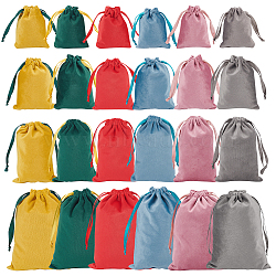 24Pcs 24 Styles Velvet Bags Drawstring Jewelry Pouches, Candy Pouches, for Wedding Birthday Party, Rectangle, Mixed Color, 9~20x7~14x0.2cm, 1pc/style(TP-BC0001-09)