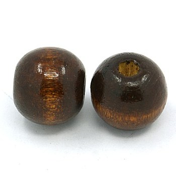 Natural Wood Beads, Round, Dyed, Coconut Brown, 16x18mm, Hole: 4mm, about 600pcs/1000g