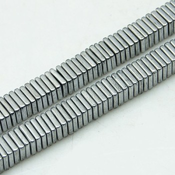 Non-magnetic Synthetic Hematite Beads Strands, Square Heishi Beads, Platinum Plated, 4x1mm, Hole: 1mm, 15.7 inch