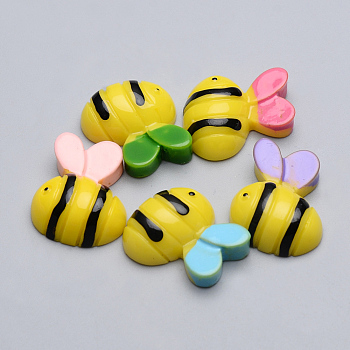 Resin Cabochons, Bees, Mixed Color, 16.5x19x7mm