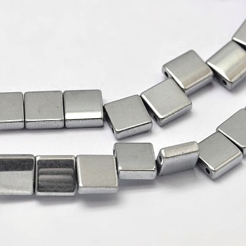 Electroplate Non-magnetic Synthetic Hematite Beads Strands, Square, Smooth, Platinum Plated, 5x5x2mm, Hole: 1mmabout 80pcs/strand, 15.7 inch