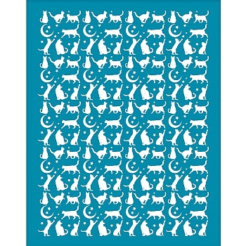 Silk Screen Printing Stencil, for Painting on Wood, DIY Decoration T-Shirt Fabric, Cat Pattern, 100x127mm