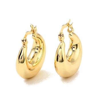 Rack Plating Brass Chunky Hoop Earrings for Women, Cadmium Free & Lead Free, Real 18K Gold Plated, 21.5x20.5x6.8mm, Pin: 0.8x2mm