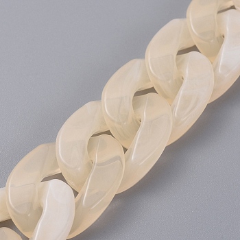 Handmade Acrylic Curb Chains/Twisted Chains, Imitation Gemstone, PeachPuff, 23.5x17x5mm, about 39.37 inch(1m)/strand