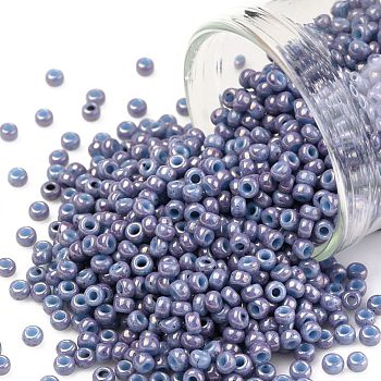 TOHO Round Seed Beads, Japanese Seed Beads, (1204) Opaque Light Blue Amethyst Marbled, 11/0, 2.2mm, Hole: 0.8mm, about 5555pcs/50g