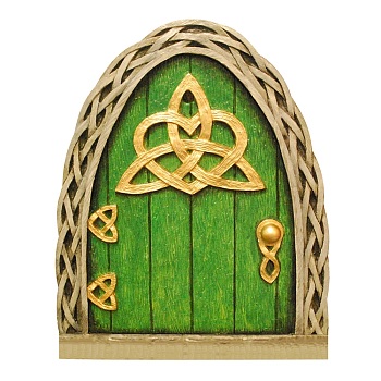 Dollhouse Wood Fairy Garden Door, Green, 100x79x10mm