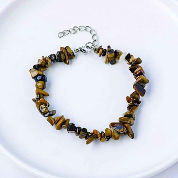 Natural Tiger Eye Chips Beaded Bracelet