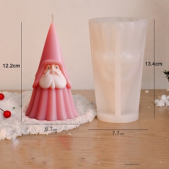 3D Christmas Santa Claus DIY Silicone Candle Molds, Aromatherapy Candle Moulds, Scented Candle Making Molds, White, 7.7x13.4cm