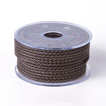 Braided Cowhide Cord, Leather Jewelry Cord, Jewelry DIY Making Material, Coffee, 3mm, about 5.46 yards(5m)/roll
