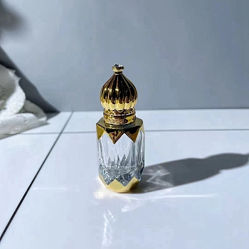 Arabic Style Glass Empty Refillable Roller Ball Bottle, with Plastic Cover, Travel Essential Oil Perfume Containers, None, 2.5x6.8cm, Capacity: 6ml(0.20fl. oz)
