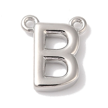 Rack Plating Brass Pendants, Long-Lasting Plated, Lead Free & Cadmium Free, Letter Charms, Platinum, Letter B, 11x9x2mmmm, Hole: 1mm