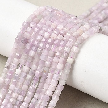 Natural Kunzite Beads Strands, Faceted Table Cut Cube, 3~3.5x3~3.5x3~3.5mm, Hole: 0.8mm, about 130~135pcs/strand, 15.35''(39cm)