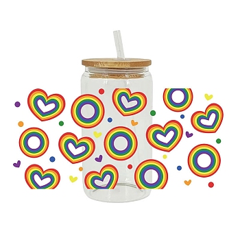 Rainbow Transfer Film, Hot Heat Vinyl Thermal Transfer Stickers for Cup, Heart, 110x230mm