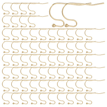 160Pcs 316 Surgical Stainless Steel Earring Hooks, Shepherd's Hook Ear Wire, Real 18K Gold Plated, 21x12x2mm, Pin: 0.6mm