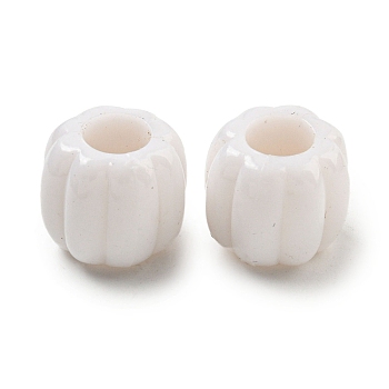Opaque Acrylic European Beads, Large Hole Beads, Rondelle, White, 13x11.5mm, Hole: 6mm, about 470pcs/500g