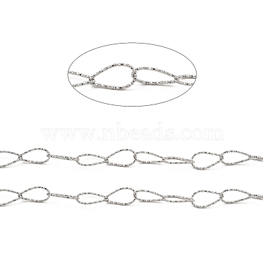 Handmade 304 Stainless Steel Textured Teardrop Link Chains(CHS-G025-01P)-2