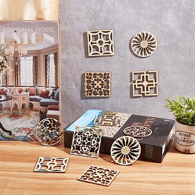 14Pcs 7 Style Laser Cut Wooden Wall Sculpture(WOOD-GF0001-76)-7