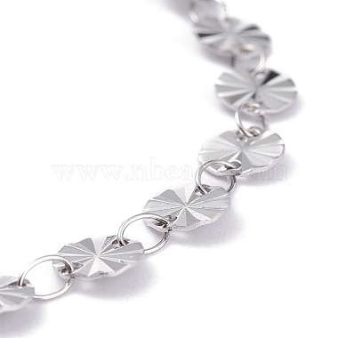 Tarnish Resistant 304 Stainless Steel Flat Round Link Chain Bracelets(BJEW-I295-10P)-3