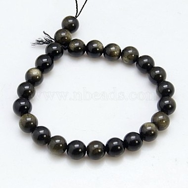 Natural Golden Sheen Obsidian Beads Strands(G-C076-12mm-5)-2