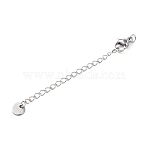 304 Stainless Steel Chain Extender with Flat Round Charms, Stainless Steel Color, 70mm(STAS-G383-05P)