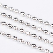 Iron Ball Chains, Soldered, Platinum, with Spool, Nickel Free, 2mm in diameter, about 328.08 Feet(100m)/roll(CHB002Y-NF)
