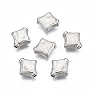 CCB Plastic Beads, for DIY Jewelry Making, Rhombus, Platinum, 10.5x10x4mm, Hole: 1.6mm(CCB-S162-42P)