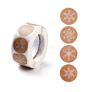 Flat Round Roll Stickers, Self-Adhesive Paper Gift Tag Stickers, for Party, Decorative Presents, Snowflake Pattern, 25x0.1mm, about 500pcs/roll(DIY-B045-02)