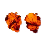 Autumn Theme Opaque Acrylic Pendants, Leaf, Dark Orange, 32x35.5x2mm, Hole: 1.5mm(SACR-P011-19A)