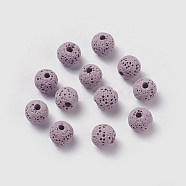 Unwaxed Natural Lava Rock Beads, for Perfume Essential Oil Beads, Aromatherapy Beads, Dyed, Round, Thistle, 8.5mm, Hole: 1.5~2mm(X-G-F325-8mm-A03)