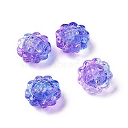 Transparent Spray Painted Glass Beads, Sunflower, Blue, 15x10mm, Hole: 1.2mm(GLAA-I050-06F)