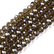 Electroplate Glass Beads Strands, Pearl Luster Plated, Faceted, Rondelle, Tan, 4x3mm, Hole: 0.4mm, about 113~115pcs/strand, 41~41.5cm(EGLA-A044-T4mm-A16)