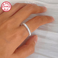 Rhodium Plated 925 Sterling Silver Open Cuff Ring, Platinum, US Size 8(18.1mm)(IU3989-2)
