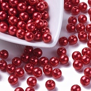 Imitation Pearl Acrylic Beads, Dyed, Round, Red, 8x7.5mm, Hole: 2mm, about 1900pcs/pound(PL610-13)