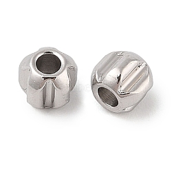 Non-Tarnish 303 Stainless Steel Beads, Pumpkin, Stainless Steel Color, 4x3.5mm, Hole: 1.6mm(STAS-G341-02B-P)