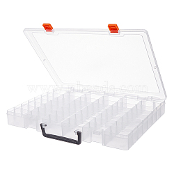 48 Grids Transparent Polypropylene(PP) Storage Box Organizer, for Cosmetics Jewelry Beads Pills Crafts, Rectangle, Clear, 35.7x27.8x4.25cm, Inner Diameter: 5.75x3.1cm(CON-WH0089-60A)