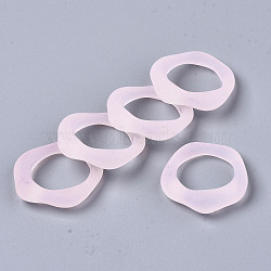 Transparent Resin Finger Rings, Frosted, Pink, US Size 6 3/4(17.1mm)(RJEW-T013-001-B03)