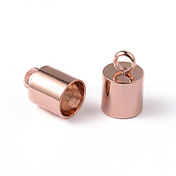 Ion Plating(IP) 304 Stainless Steel Cord End, End Caps, Column, Rose Gold, 11x7mm, Hole: 3mm, Inner Diameter: 6mm(X-STAS-O091-D-01RG)