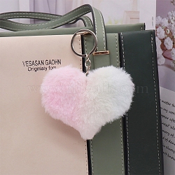 Imitation Rabbit Fur Keychain, Bag Pendant Decoration, Butterfly, Pink, Pendant: 9.5x8.5cm(PW-WGED029-12)