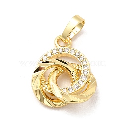 Rack Plating Brass Micro Pave Cubic Zirconia Pendants, 3 Interlocking Russian Ring Charm, Long-Lasting Plated, Cadmium Free & Lead Free, Real 18K Gold Plated, 18x14.5x4mm, Hole: 3.5x6mm(KK-K270-36G)